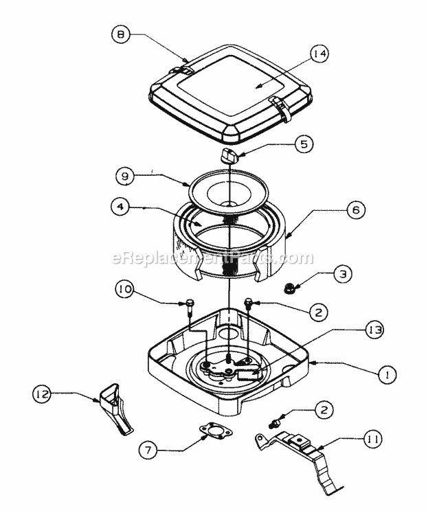 Air Cleaner Diagram and Parts List for 5416R 457900-460859, 553C562K100, 554C562K100 Cub Cadet Lawn Mower
